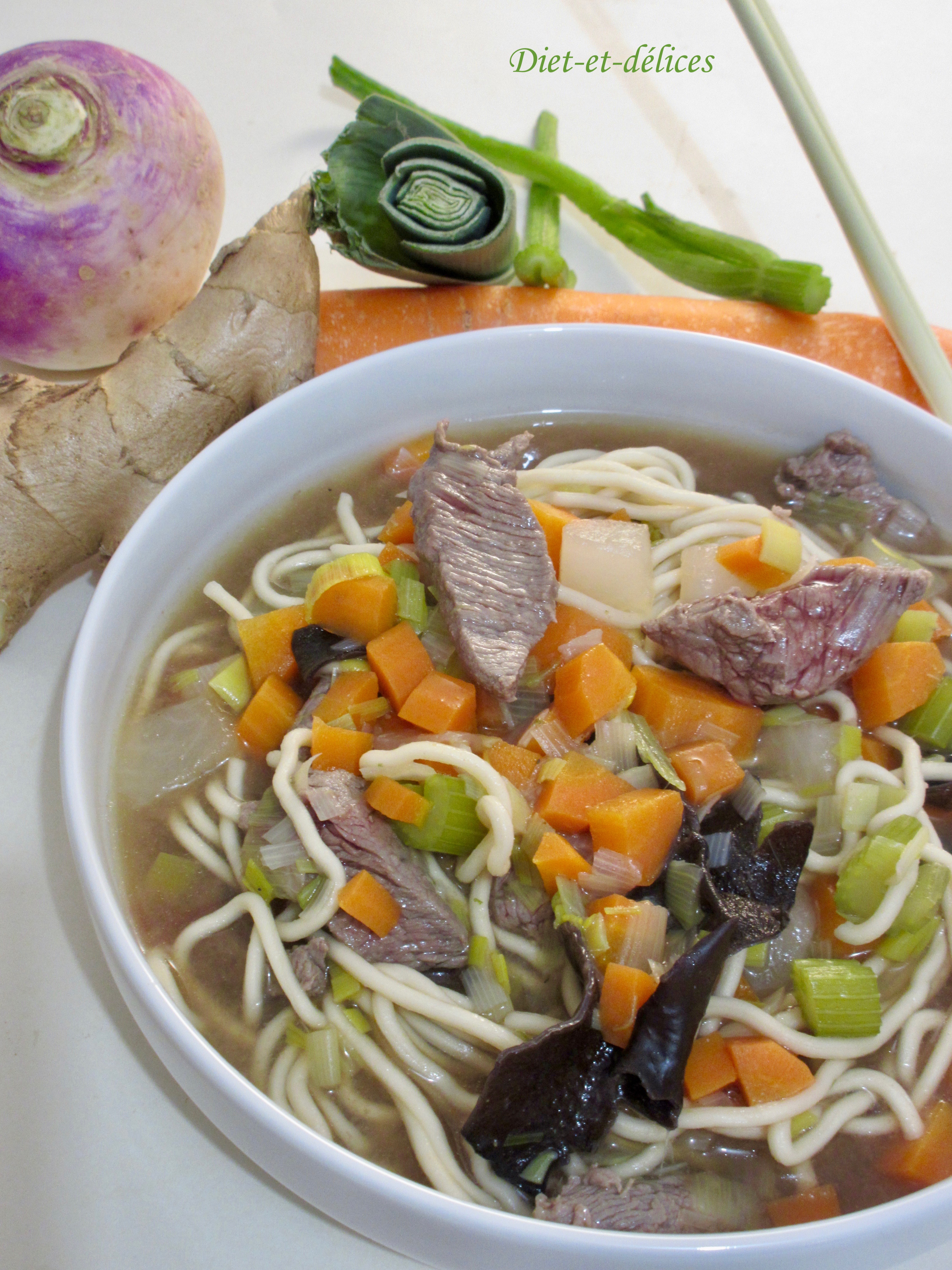 Soupe chinoise au boeuf : Diet & Délices - Recettes dietétiques