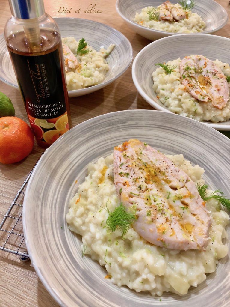 Risotto au fenouil et son filet de rouget aux agrumes Diet & Délices