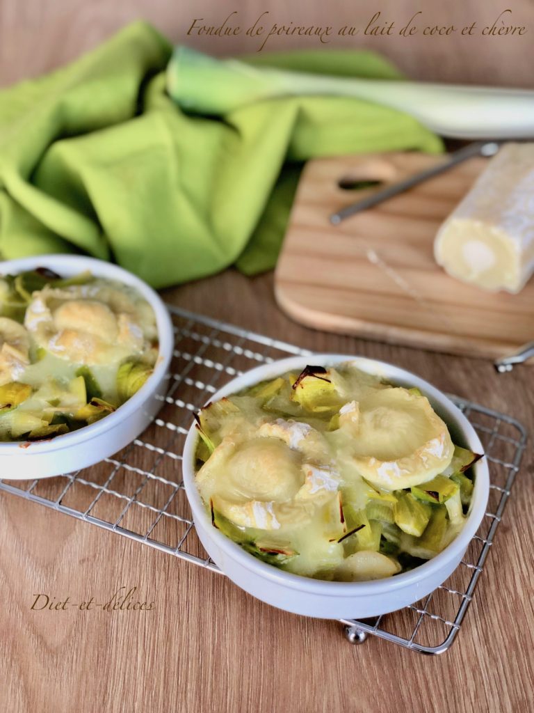 Fondue de poireaux au lait de coco et chèvre Diet & Délices